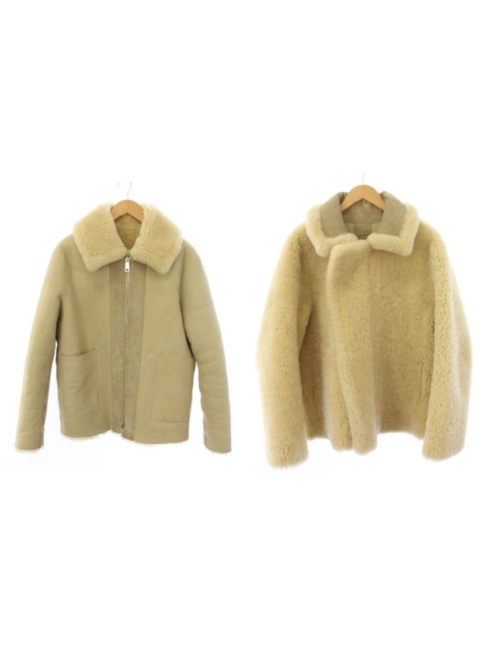 Bottega Veneta Reversible Shearling Jacket Zip Up Beige 36
